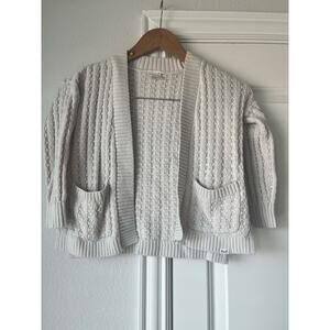 Abercrombie & Fitch Kids Off-White Knitted Cardigan w/ Pockets | Size Girls 5/6